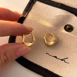 Anenjery Geometric Small Hoop Earrings For Women Creative Simple Golden Silver Color Huggies Gift Jewelry - gold