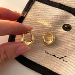 Anenjery Geometric Small Hoop Earrings For Women Creative Simple Golden Silver Color Huggies Gift Jewelry - gold