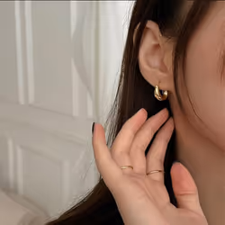 Anenjery Geometric Small Hoop Earrings For Women Creative Simple Golden Silver Color Huggies Gift Jewelry - gold