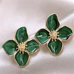 Dropped Glaze Flower Stud Earrings for Women Girl French Ins Vintage 2023 Fashion Korean Wedding Romantic Jewelry Gifts - Gre ...