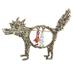 Retro Hollow Wolf Little Red Riding Hood Brooch Pin Collar Jewelry?clothes Decor