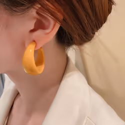 Fashion Acrylic Hoop Earrings For Women C-shaped Earring Big Round Circle Statement Simple Earring Wild Jewelry - yellow