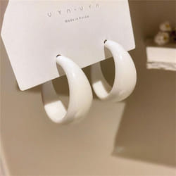Fashion Acrylic Hoop Earrings For Women C-shaped Earring Big Round Circle Statement Simple Earring Wild Jewelry - white