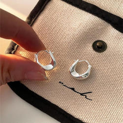 Anenjery Geometric Small Hoop Earrings For Women Creative Simple Golden Silver Color Huggies Gift Jewelry - silver