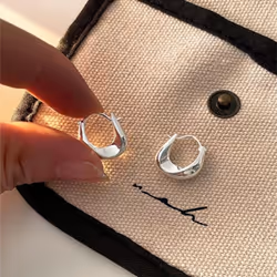 Anenjery Geometric Small Hoop Earrings For Women Creative Simple Golden Silver Color Huggies Gift Jewelry - silver
