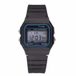 Men Stainless Steel Band Lcd Digital Wrist Black Watch Sport Square Quartz Watches