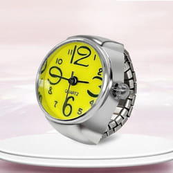 Watch Ring For Men Women Finger Round Quartz Jewelry Stainless Steel Ring Lover Pair Watches - yellow