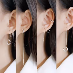 Fashionable Women's Long Tassel Ear Line Wave Ear Clip