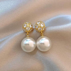 French Pearl Tassel Earrings For Women - 2024 New High-end Light Luxury Style - white, Pearl and White Stone Earrings