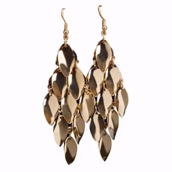 Women Waterdrop Disks Charms Long Dangle Eardrop Earrings Jewelry Gift - golden