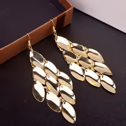 Women Waterdrop Disks Charms Long Dangle Eardrop Earrings Jewelry Gift - golden