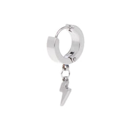 1pc Punk Earrings Fashion Lightning Pendant Personality Male Women Men Jewelry Titanium Steel - silver