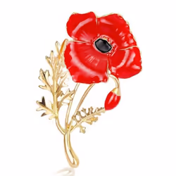 New Creative Carnations Brooch Pins Red Flower Brooches For Women Gold Color Enamel Pin