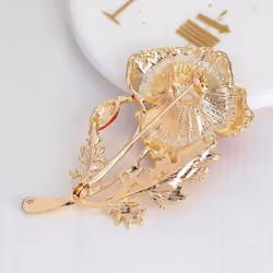 New Creative Carnations Brooch Pins Red Flower Brooches For Women Gold Color Enamel Pin