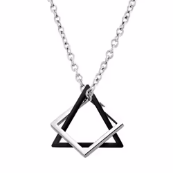 Geometry Interlocking Square Triangle Male Pendant For Men Women Unisex Alloy Modern Trendy Geometric Stacking Streetwear Nec ...