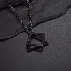 Geometry Interlocking Square Triangle Male Pendant For Men Women Unisex Alloy Modern Trendy Geometric Stacking Streetwear Necklace - as the picture, 4