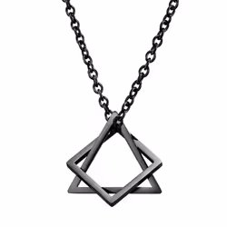Geometry Interlocking Square Triangle Male Pendant For Men Women Unisex Alloy Modern Trendy Geometric Stacking Streetwear Nec ...