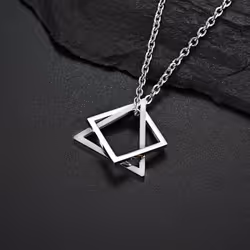 Geometry Interlocking Square Triangle Male Pendant For Men Women Unisex Alloy Modern Trendy Geometric Stacking Streetwear Necklace - as the picture, 3