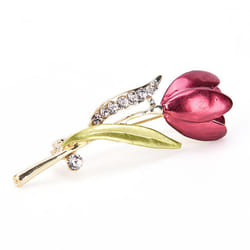 Elegant Tulip Flower Brooch Pin Rhinestone Crystal Clothes Accessories Jewelry