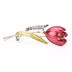 Elegant Tulip Flower Brooch Pin Rhinestone Crystal Clothes Accessories Jewelry