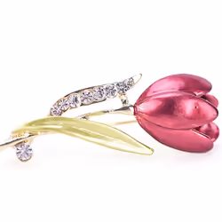 Elegant Tulip Flower Brooch Pin Rhinestone Crystal Clothes Accessories Jewelry