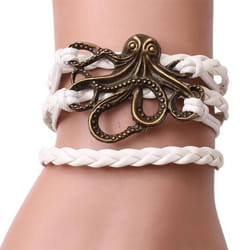 Unisex Alloy Octopus Design Braided Bracelet Party Memorial Jewelry Accessories - white