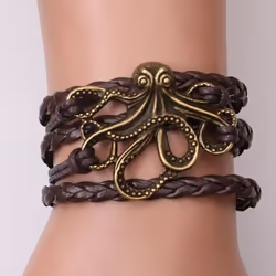 Unisex Alloy Octopus Design Braided Bracelet Party Memorial Jewelry Accessories - white