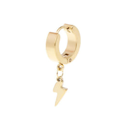 1pc Punk Earrings Fashion Lightning Pendant Personality Male Women Men Jewelry Titanium Steel - gold
