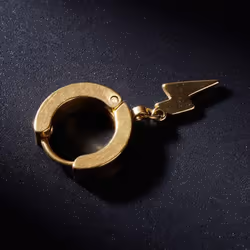 1pc Punk Earrings Fashion Lightning Pendant Personality Male Women Men Jewelry Titanium Steel - gold
