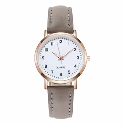 Fashion Ladies Luxury Leather Strap Analog Quartz Watch Luminous Ladies Watch - grey