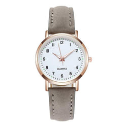 Fashion Ladies Luxury Leather Strap Analog Quartz Watch Luminous Ladies Watch - grey