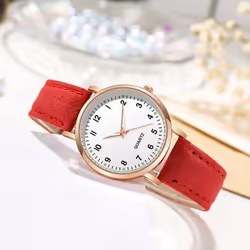 Fashion Ladies Luxury Leather Strap Analog Quartz Watch Luminous Ladies Watch - grey