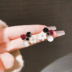 Purple Crystal Flower Stud Earrings For Woman Korean Fashion Jewelry Wedding Party Girl Elegance Set Accessories - multicolor