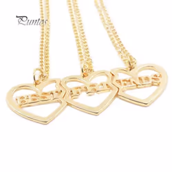 3 Pcs Plated Heart Necklace Best Friends Necklaces Jewelry