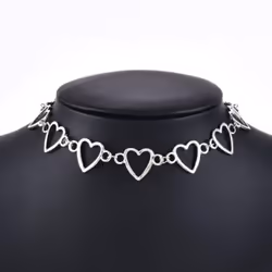 Women Girl Simple Geometric Heart-shaped Hollow Choker Chain Necklace Accessory - silver