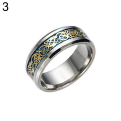 Stylish Men Titanium Steel Smooth Surface Wedding Band Finger Ring Jewelry Gift - blue,golden, US 11