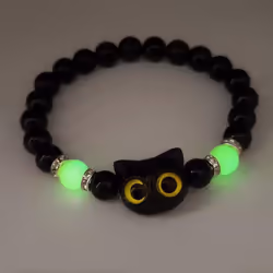 Cute Big Eye Cat Luminous Bracelets For Women Cartoon Animal Pendant Beaded Hand Chain Friendship Couple Bracelet Jewelry Gif ...