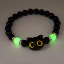 Cute Big Eye Cat Luminous Bracelets For Women Cartoon Animal Pendant Beaded Hand Chain Friendship Couple Bracelet Jewelry Gift - 2