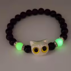 Cute Big Eye Cat Luminous Bracelets For Women Cartoon Animal Pendant Beaded Hand Chain Friendship Couple Bracelet Jewelry Gif ...