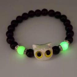 Cute Big Eye Cat Luminous Bracelets For Women Cartoon Animal Pendant Beaded Hand Chain Friendship Couple Bracelet Jewelry Gift - 4