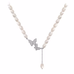 Pendant Necklace Trendy Clavicle Delicate Props Charm Necklace Fashion Imitation Pearl Butterfly Necklace Women Necklace Part ...