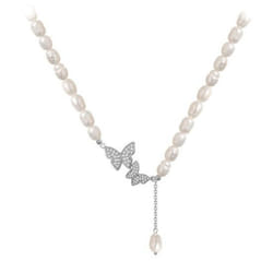 Pendant Necklace Trendy Clavicle Delicate Props Charm Necklace Fashion Imitation Pearl Butterfly Necklace Women Necklace Party Jewelry - silver