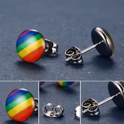 Fashion Round Rainbow Color Ear Studs Women Club Travel Earrings Jewelry Gift