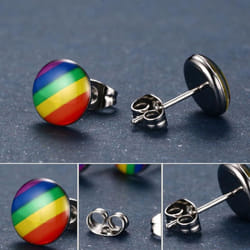 Fashion Round Rainbow Color Ear Studs Women Club Travel Earrings Jewelry Gift
