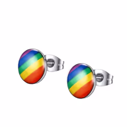 Fashion Round Rainbow Color Ear Studs Women Club Travel Earrings Jewelry Gift