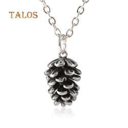 Vintage Women Cute Pine Cone Shape Pendant Thin Chain Necklace Jewelry Gift Accessories - antique silver