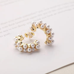 Pearl Hoop Earrings For Women Handmade Simulated Pearl Circle Jewelry