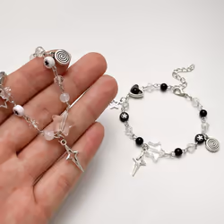 New Trendy Y2k Couple Bracelets For Women Girl Hollow Pentagram Guitar Pendant Beaded Bracelet Friends Jewelry Gift - A