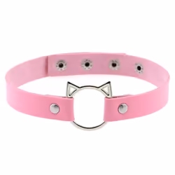 Gothic Pu Leather Lock Hollow Cat Spike Rivet Collar Studded Punk Choker Necklace For Women Chocker Goth Jewelry - white