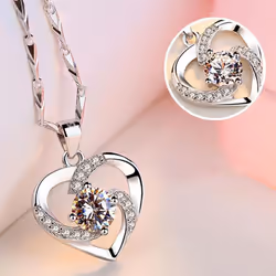 Elegant Women Rhinestone Love Heart Pendant Shiny All-match Charm Jewelry Gift